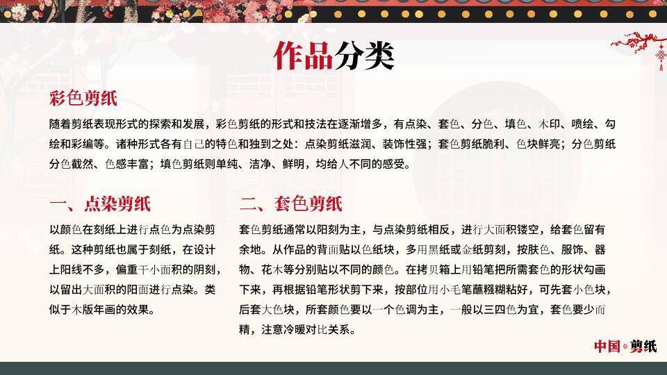 屋檐樱花背景非遗剪纸宣传PPT模板6