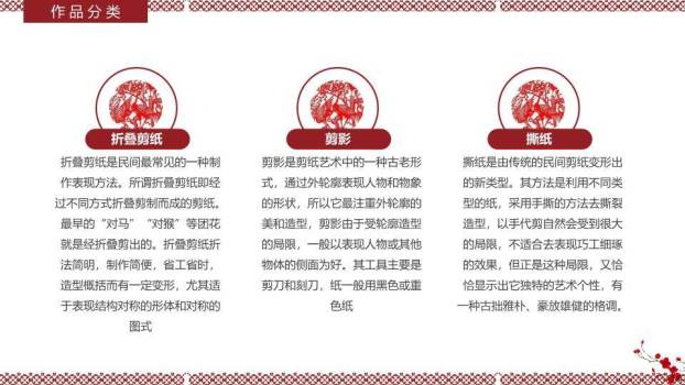 梅花枝点缀剪纸过程工艺展示PPT模板1