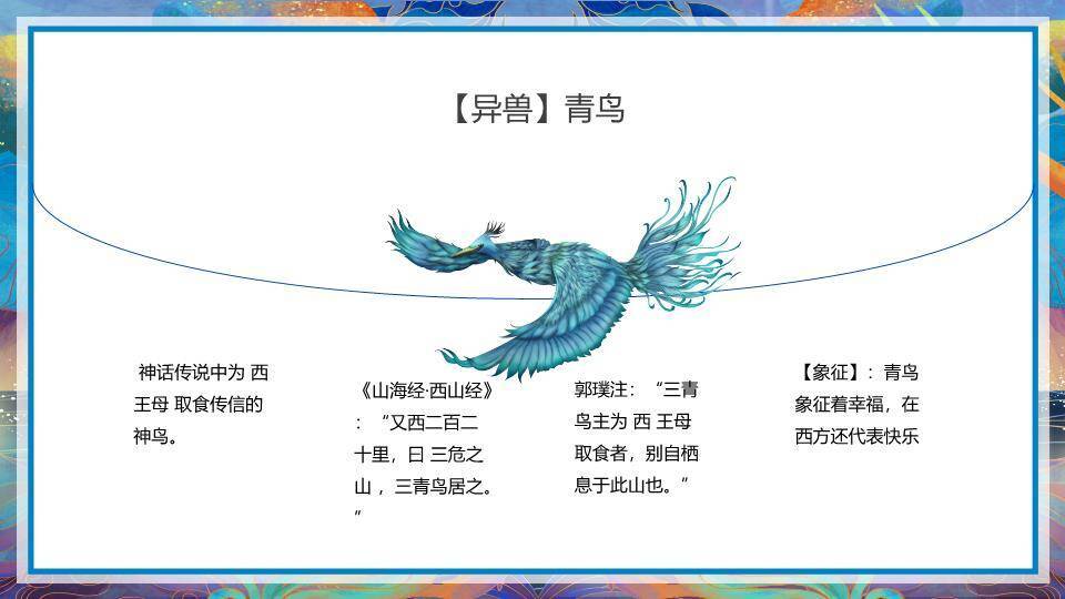 流动线条星空山海经文化海报PPT模板9