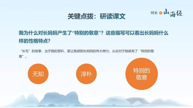 老者卡通远山语文说课PPT模板6