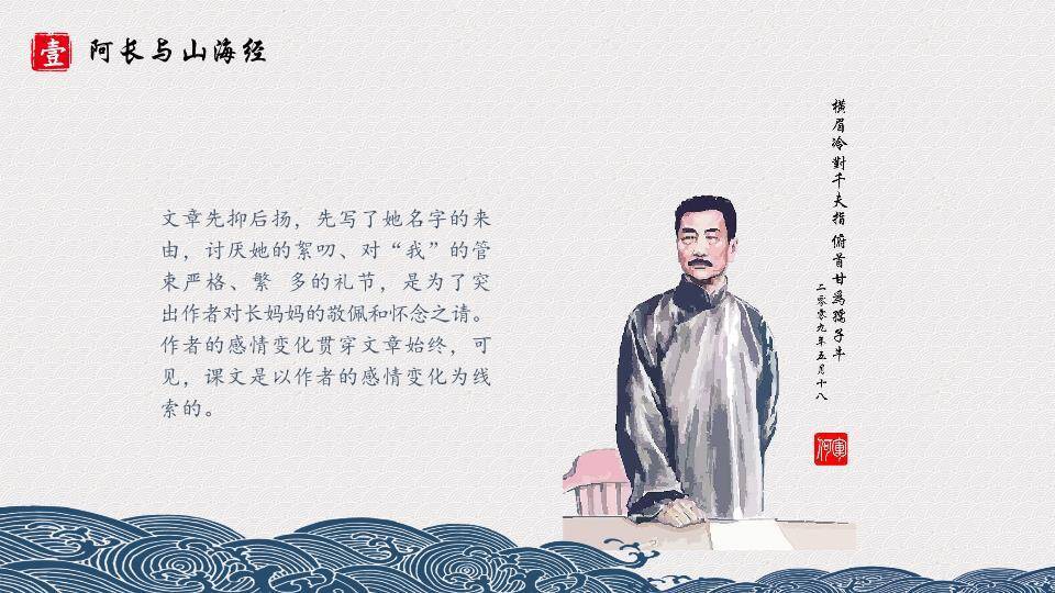 波浪山形课文标题页PPT模板5