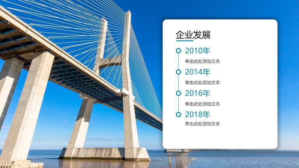 多图拼接城市景观深色蒙版企业时间线展示PPT模板2