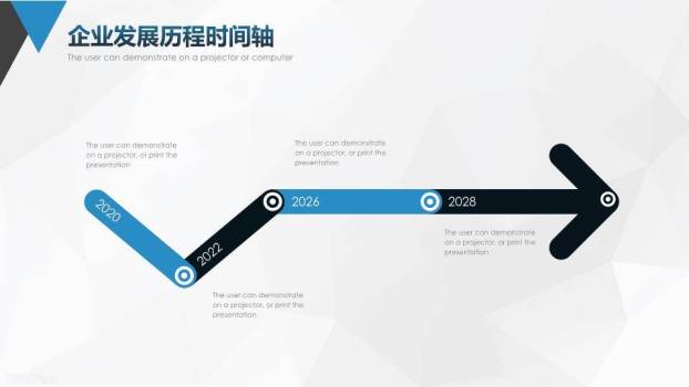 城市照片几何三角分割商业计划时间轴PPT模板2