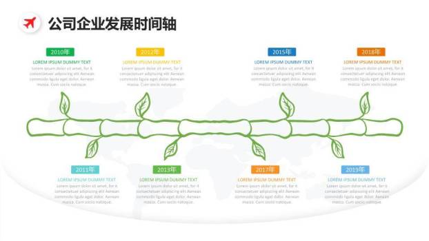 世界地图飞机轨迹简约企业介绍通用时间轴PPT模板5