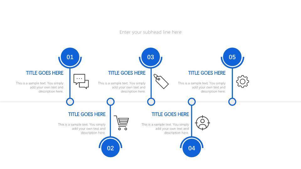 30套蓝色通用多样化时间轴PPT图表合集模板6