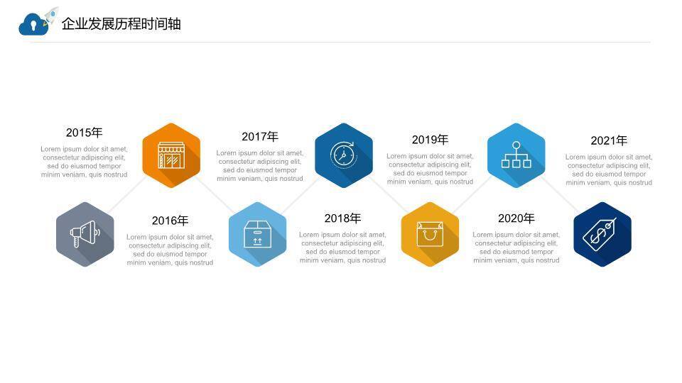 多图拼接城市深色蒙版企业时间线PPT模板6