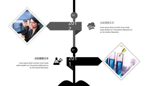 建筑俯视蓝色大字企业发展历程汇报时间轴PPT模板1