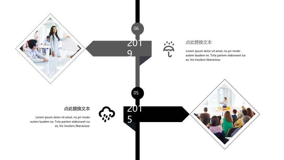 建筑俯视蓝色大字企业发展历程汇报时间轴PPT模板3