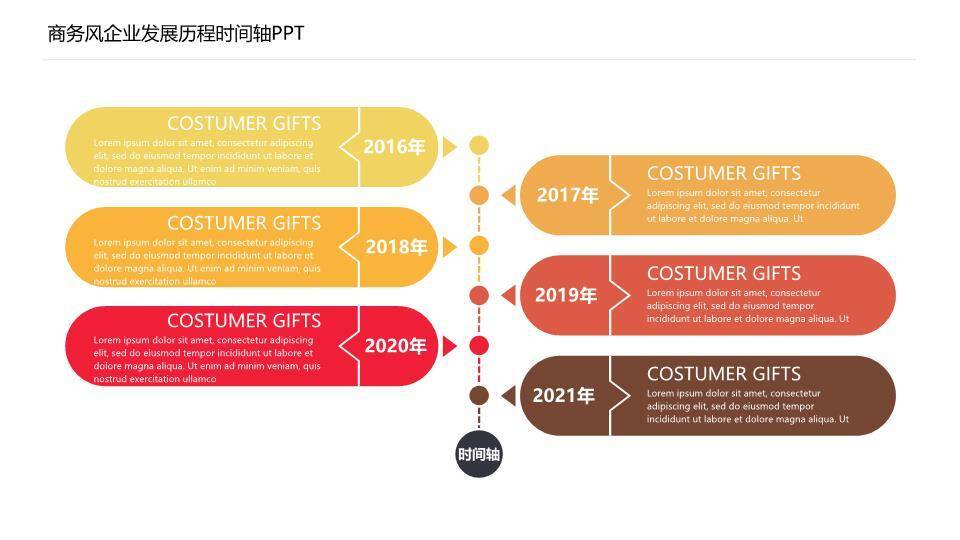 30套经典样式时间轴PPT图表合集模板7