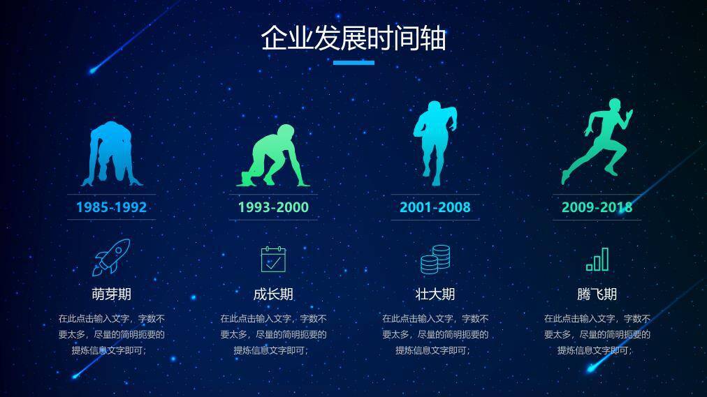 星空流星轨迹炫酷科技感时间轴PPT封面模板1