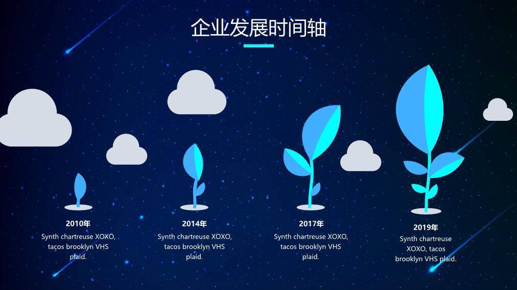 星空流星轨迹炫酷科技感时间轴PPT封面模板3