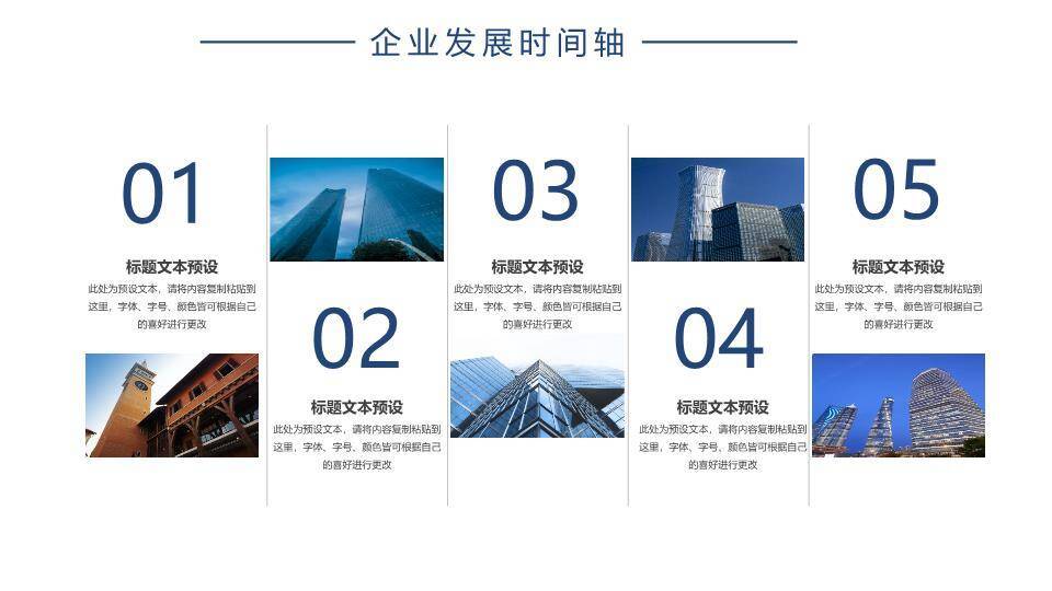 金色年份城市剪影企业年度回顾时间轴PPT模板1