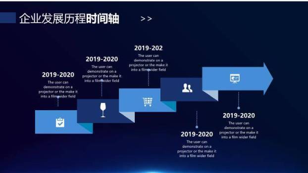 电路板纹理发光芯片高端科技企业时间轴PPT模板9