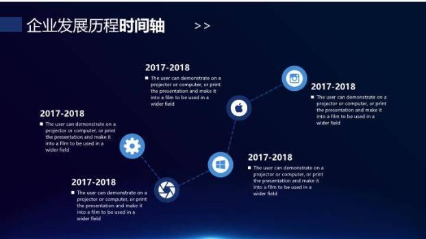 电路板纹理发光芯片高端科技企业时间轴PPT模板4