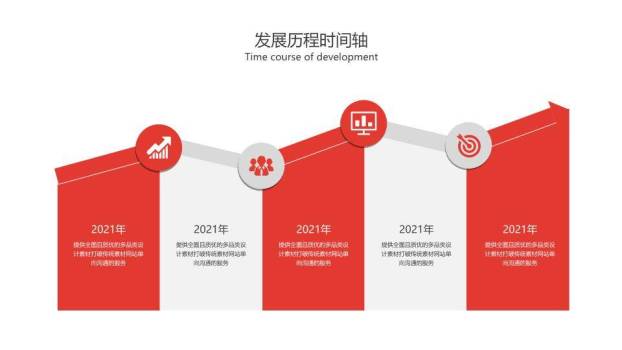 红色飞机虚线轨迹极简企业成长时间轴PPT模板9
