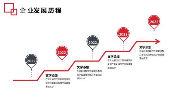 红色斜切城市实景企业时间轴封面PPT模板7