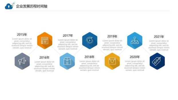 卡通云朵火箭企业成长趣味时间轴PPT模板6