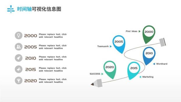 心电图波浪线科技感企业大事记时间轴PPT模板7