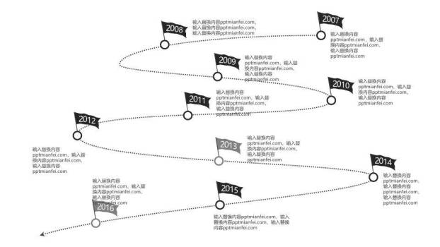 红色斜切城市实景企业时间轴封面PPT模板4