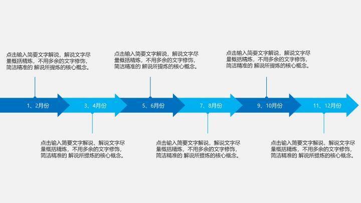 蓝色系多样式时间线PPT图表模板7