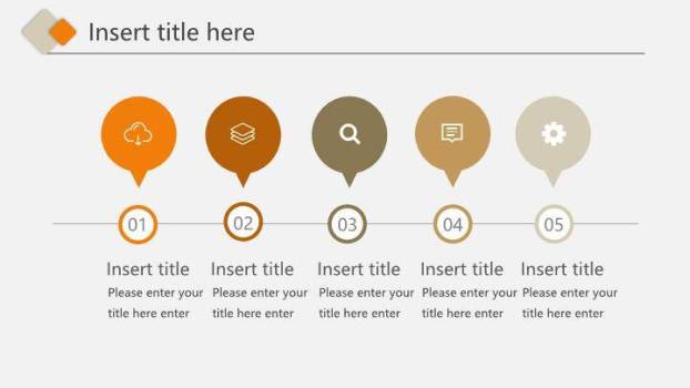 橙色多边形时间轴PPT图表模板8