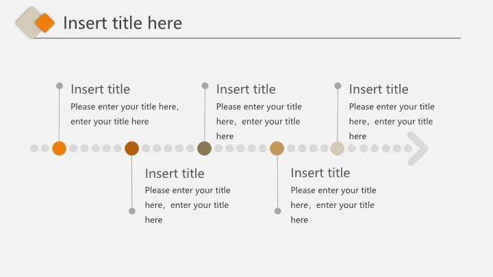 橙色多边形时间轴PPT图表模板2
