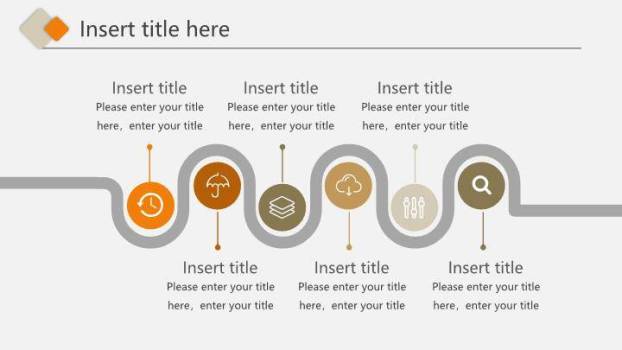 橙色多边形时间轴PPT图表模板3