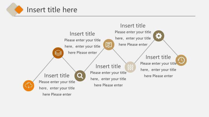 橙色多边形时间轴PPT图表模板4