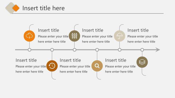 橙色多边形时间轴PPT图表模板5
