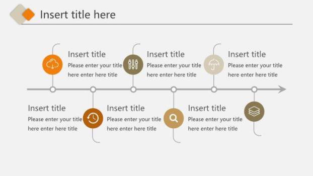 橙色多边形时间轴PPT图表模板5