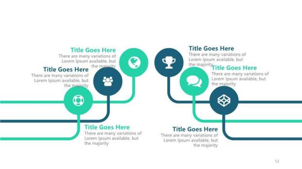 青色数据可视化时间轴图表集PPT模板3