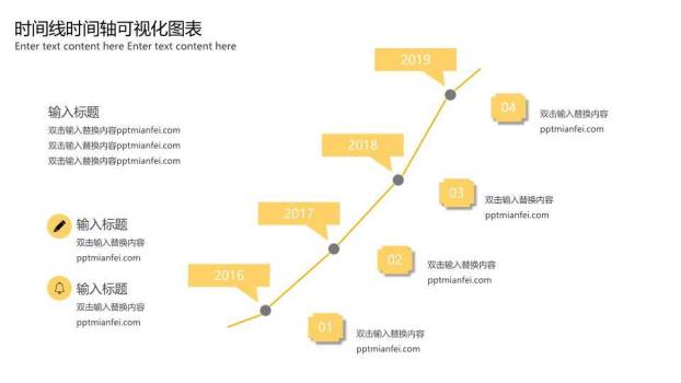 23页黄色调时间轴PPT图表合集模板2