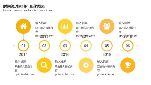 23页黄色调时间轴PPT图表合集模板7