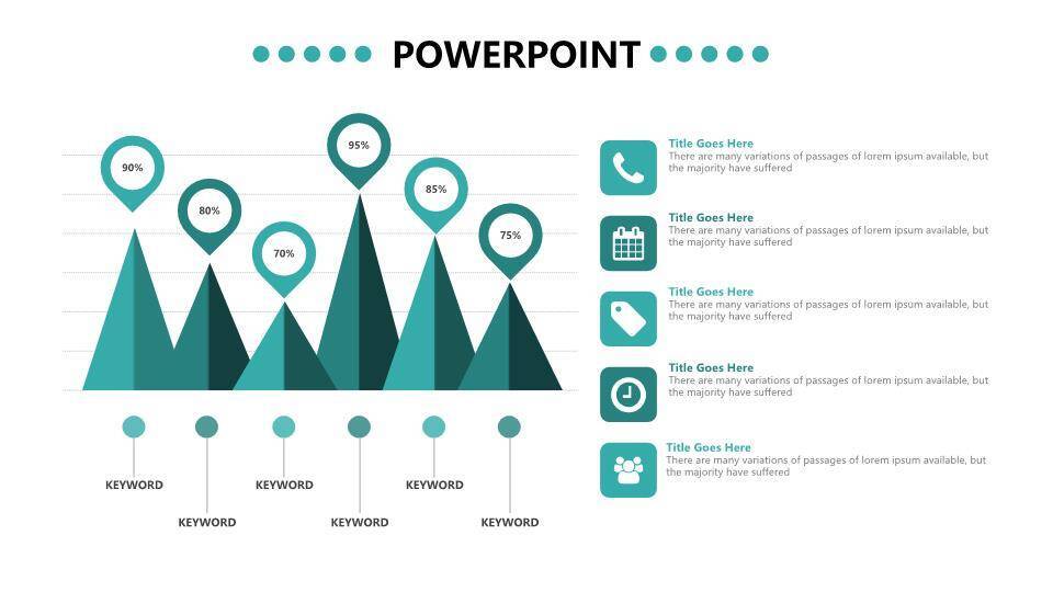 青色数据分析可视化图表集PPT模板8