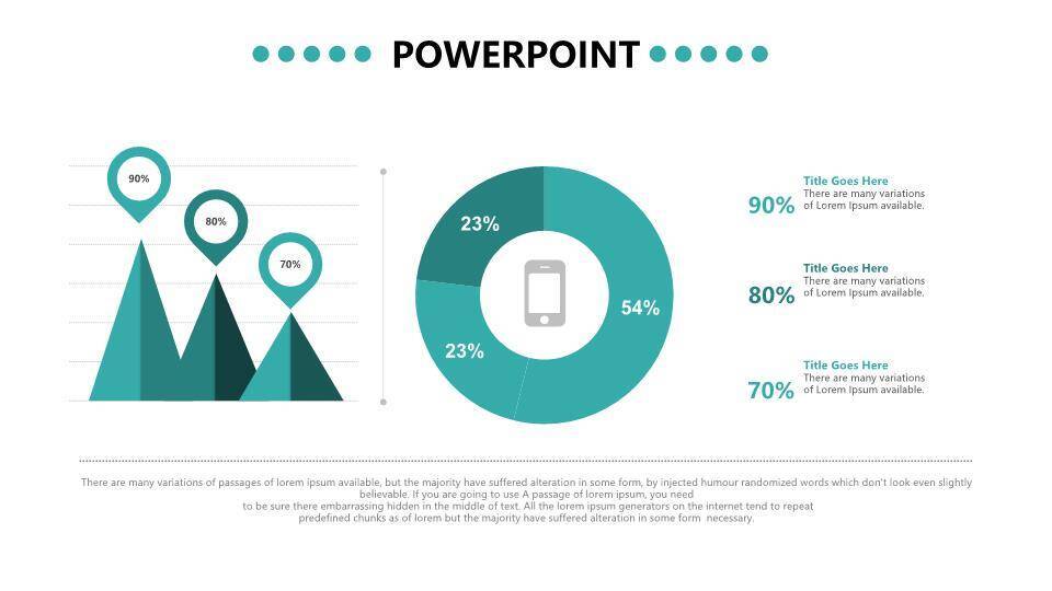 青色数据分析可视化图表集PPT模板9