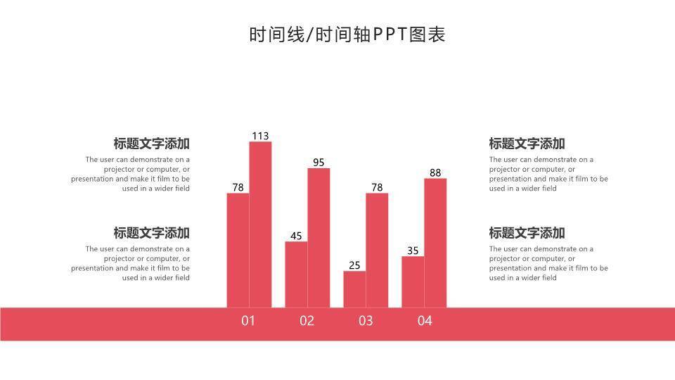 红色节点百分比时间轴PPT图表示例模板9