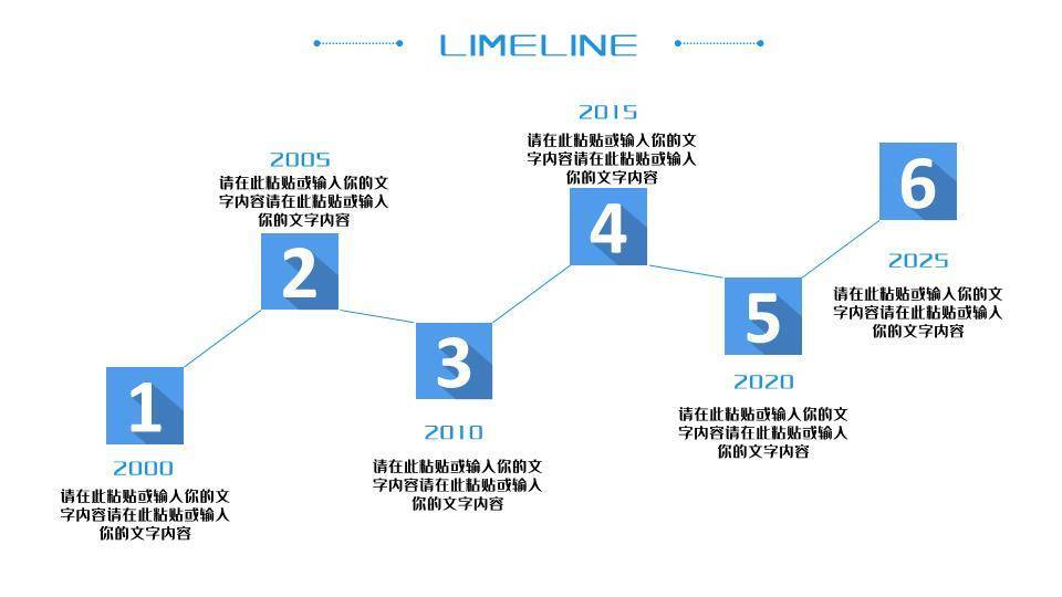 蓝色数据可视化时间轴图集PPT模板4