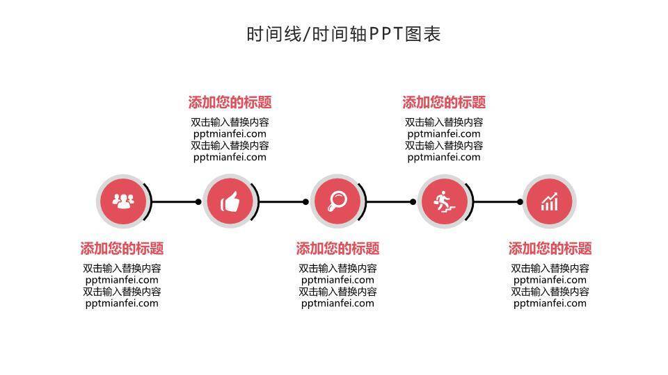 红灰配色时间轴PPT图表展示模板1