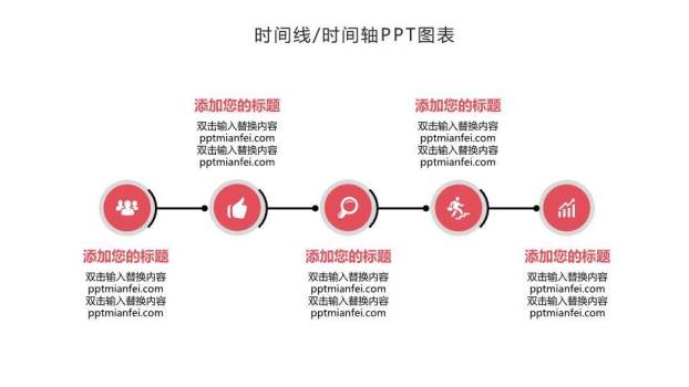 红灰配色时间轴PPT图表展示模板1