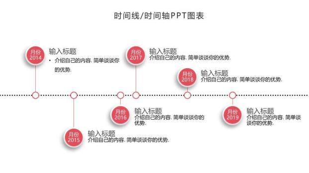 红灰配色时间轴PPT图表展示模板4