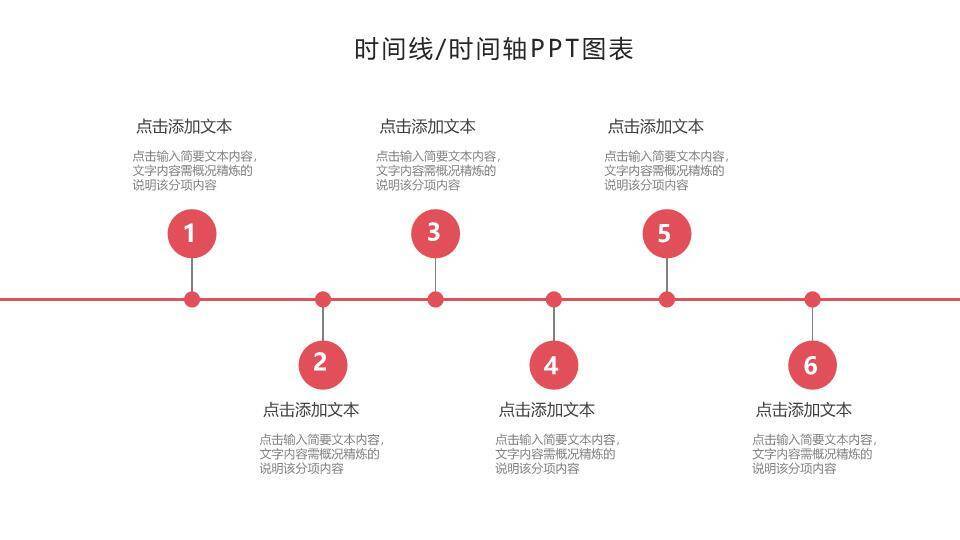 红灰配色时间轴PPT图表展示模板7