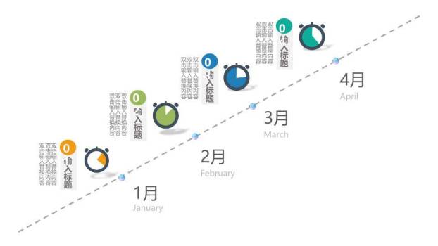 蓝色时间轴PPT图表合集模板3