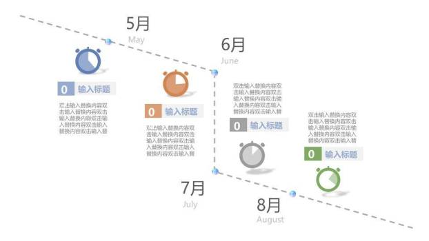 蓝色时间轴PPT图表合集模板4