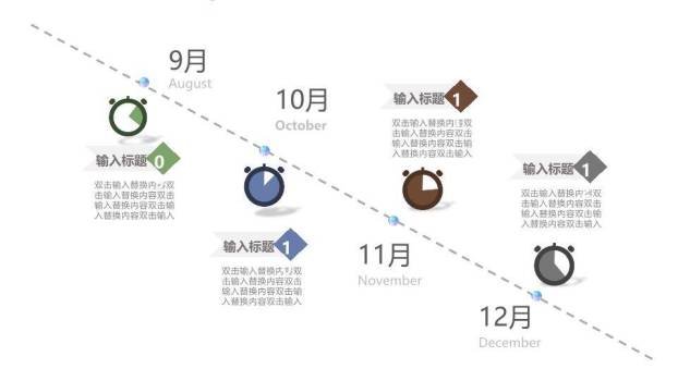 蓝色时间轴PPT图表合集模板5