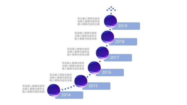 蓝色时间轴PPT图表合集模板7