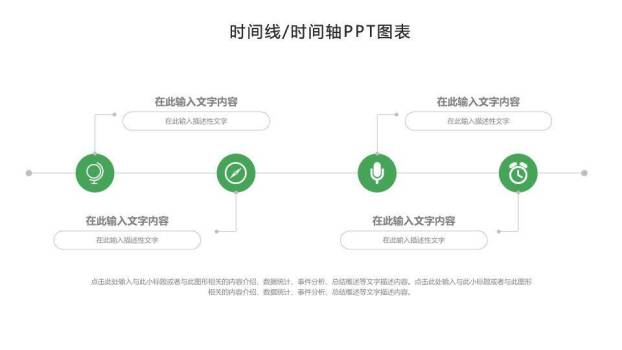 绿色箭头节点时间轴PPT图表模板3