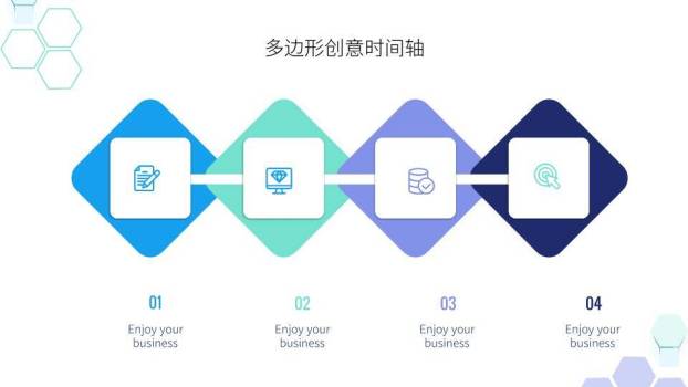齿轮六边形图标科技感多边形时间轴PPT模板3