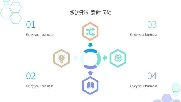 齿轮六边形图标科技感多边形时间轴PPT模板4