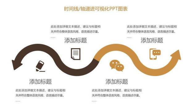 25页箭头递进式商务时间轴图表合集PPT模板4