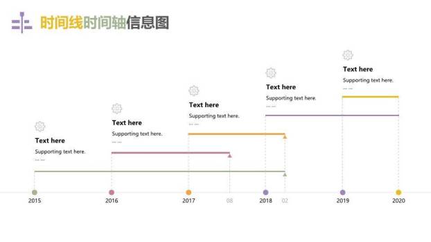 彩色多样式信息可视化时间轴图表集PPT模板9